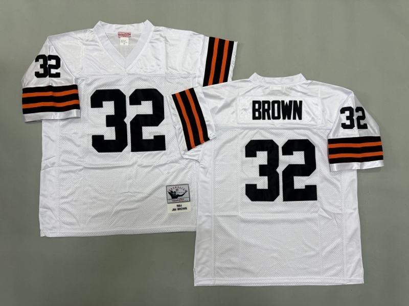 Men 2025 Cleveland Browns #32 Brown white Throwback Limited NFL Jersey style 001->cleveland browns->NFL Jersey